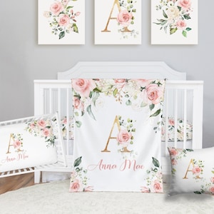 Baby Girl Floral Bedding Set, Vintage Floral Crib Bedding Set, Personalized Bedding with Monogram, Personalized Crib Bedding Floral Nursery