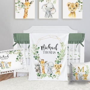 Safari Crib Bedding Set, Safari Nursery, Safari Animal Baby Bedding Set, Jungle Crib Sheet, Baby Boy Bedding Crib Bedding Girl, Baby Animals