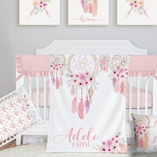 Boho Crib Bedding Set Girl Nursery Bedding Set Dreamcatcher Etsy
