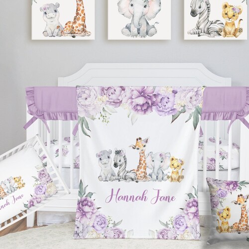 Safari Crib Bedding Set Crib Bedding Set Girl Safari Animal Etsy