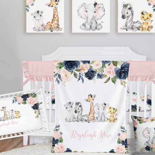 Safari Crib Bedding Set Girl Crib Bedding Safari Animal Etsy