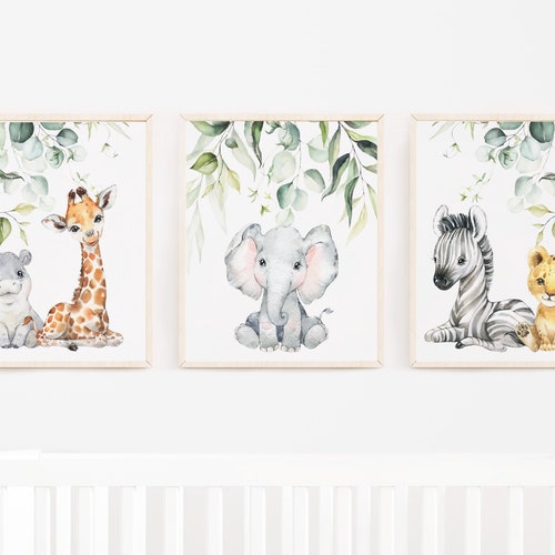 Safari Animal Wall Art Printable Nursery Wall Art Safari Etsy