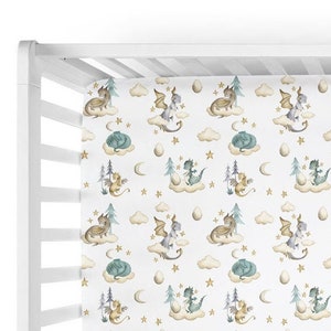 Baby Dragon Crib Sheet for Baby Boy Dragon Nursery- Custom Dragon Baby Bedding - Custom Crib Sheet - Baby Boy Shower Gift -Dragon Gift 322