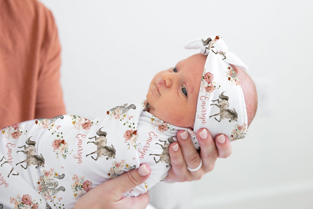 JAMIKS - Cotton Tahir Rocking Horse Swaddle - Blue main image 1