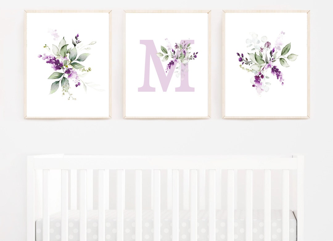 Lavender Floral Wall Art - Printable Nursery Wall Art - Baby Girl ...