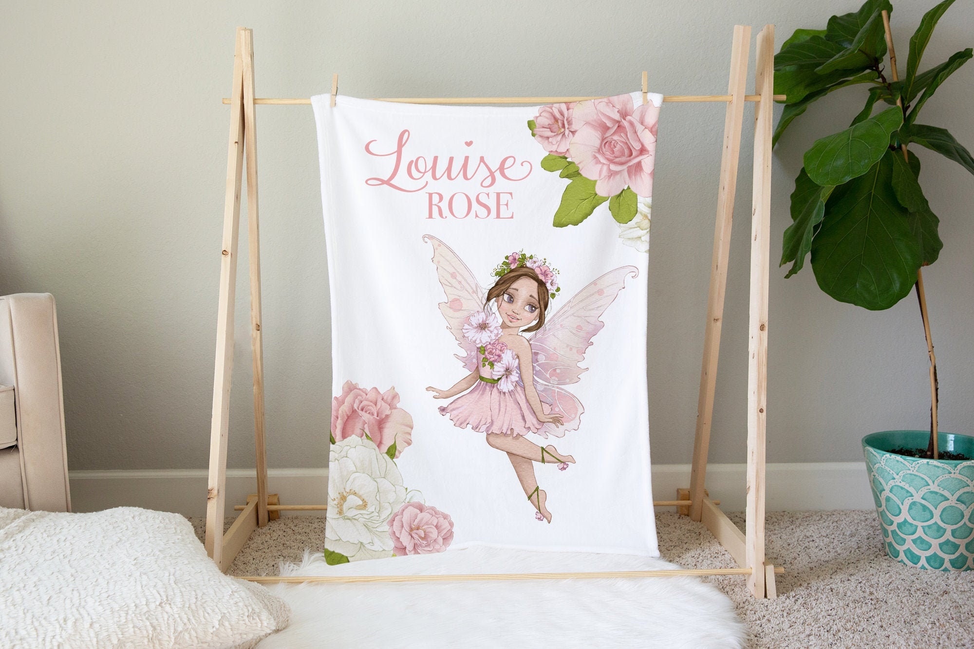 Castle Fairy Daisy Sherpa Blanket for Kids Boys Girls Flowers