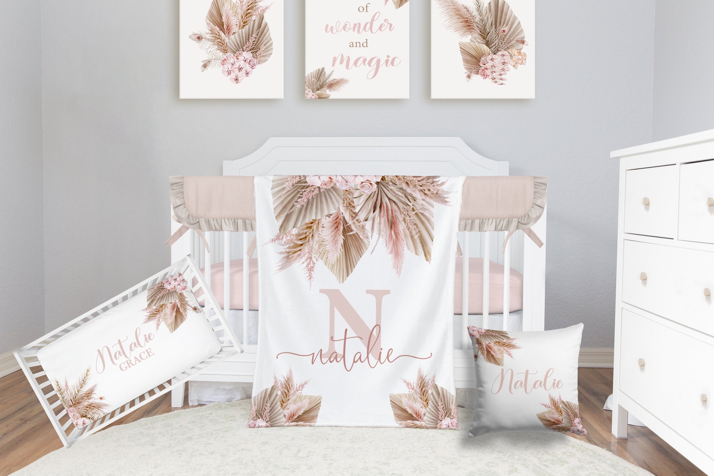 Baby Girl Boho Bedding Set Floral Boho Crib Bedding Set Etsy