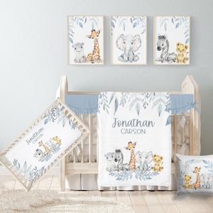 Safari Crib Bedding Set, Safari Nursery, Safari Animal Baby Bedding Set, Safari Crib Sheet, Baby Boy Bedding Crib Bedding, Baby Animals 329