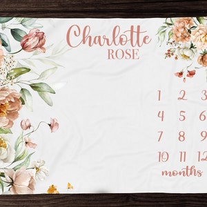 Wild Flower Milestone Blanket, Boho Floral Milestone Blanket, Baby Shower Gift, Baby Keepsake Gift, Girl Wildflower Milestone Blanket, M316