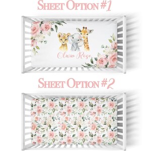 Safari Crib Bedding Set, Personalized Baby Girl Blanket, Safari Animal Nursery Set Baby Girl Bedding Set Safari Crib Sheet, Elephant Bedding image 5