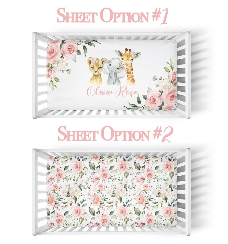Safari Crib Bedding Set, Personalized Baby Girl Blanket, Safari Animal Nursery Set Baby Girl Bedding Set Safari Crib Sheet, Elephant Bedding image 5