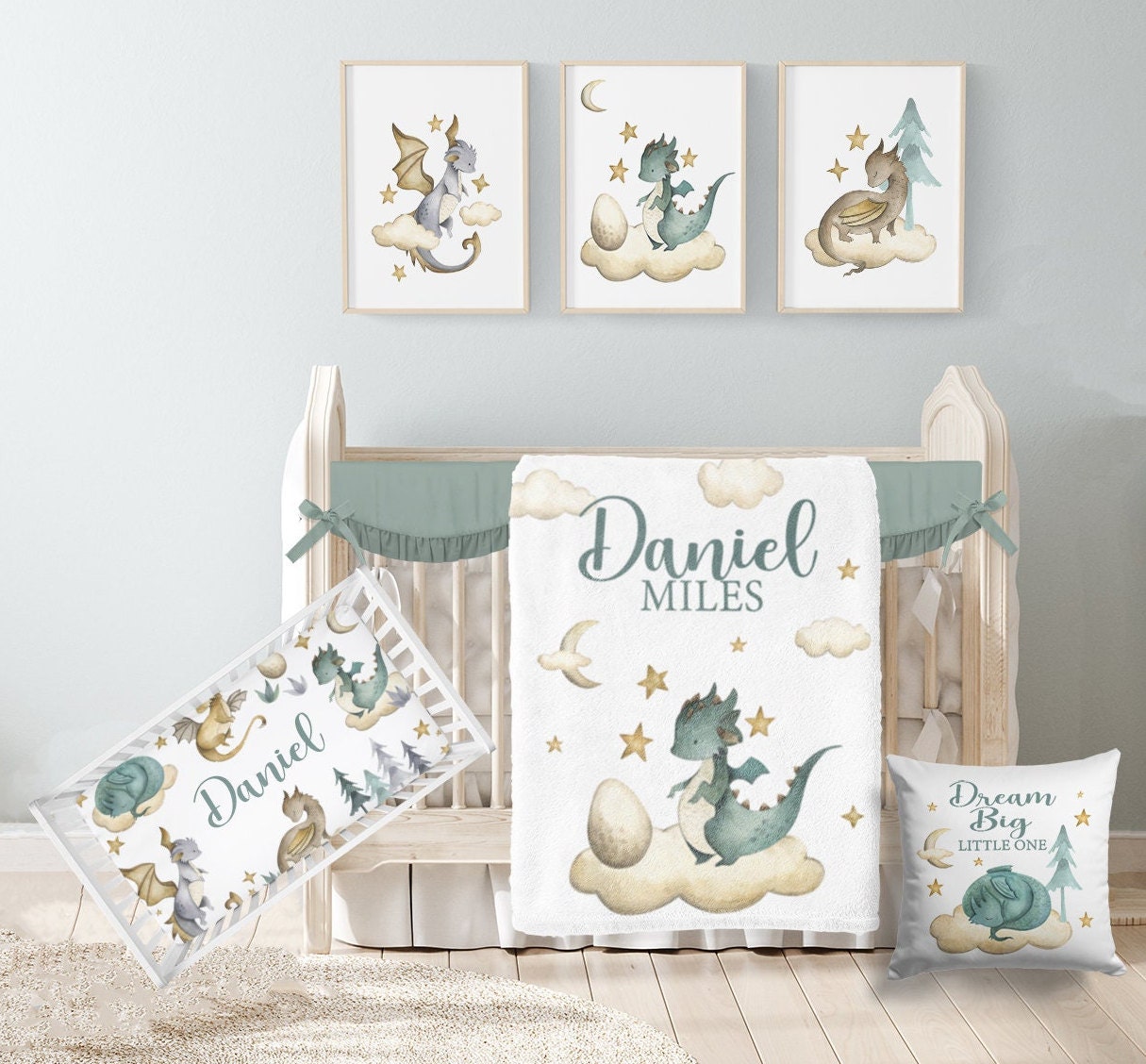Dragon Crib Bedding Set Dragon Nursery Personalized Dragon Blanket Dragon Crib Sheet Baby Boy Crib Bedding Set Fantasy Themed Baby 322 Etsy