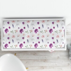 Elephant Baby Bedding Set, Purple Crib Bedding Set, Plum Floral Elephant Bedding, Personalized Crib Bedding Girl Floral Elephant Nursery image 6