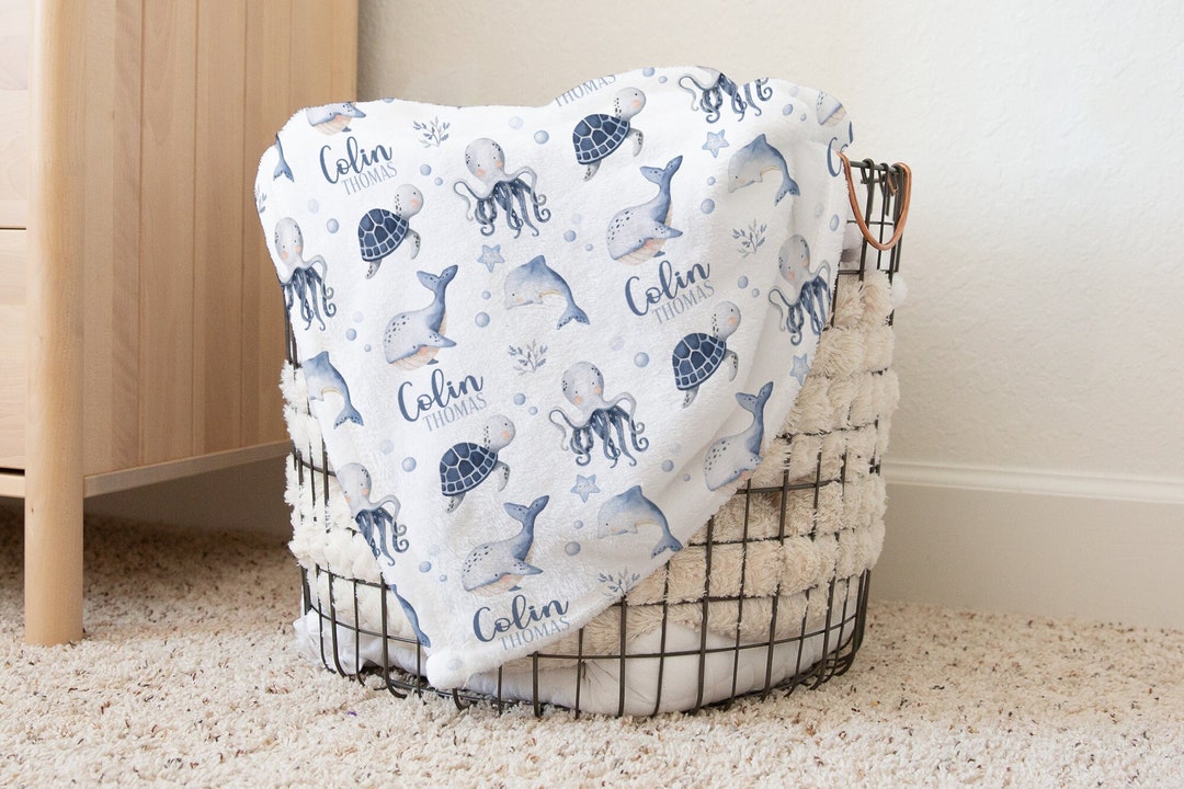 Ocean Animals Blanket -custom Baby Boy Blanket Under the Sea Nursery ...