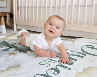 Personalized Green Dragon Baby Blanket - Custom Name Fleece Throw 30x40 Inch For Newborn Gift