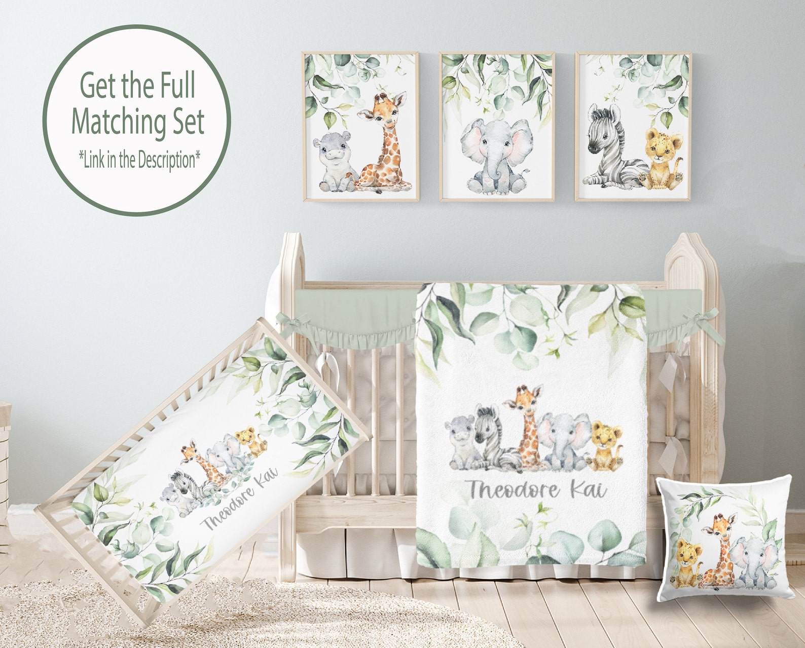 Baby Boy Swaddle Set With Name Blanket Beanie Hat Personalized Baby Boy