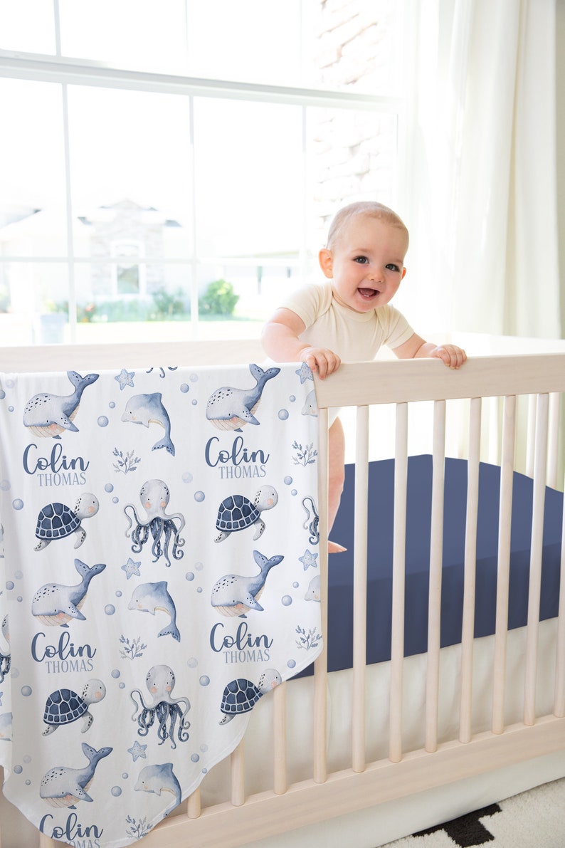 Ocean Animals Blanket -custom Baby Boy Blanket Under the Sea Nursery ...