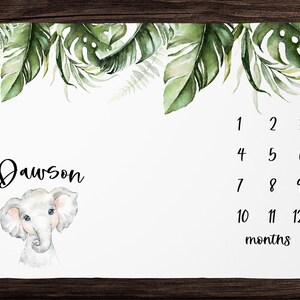 Safari Milestone Blanket Boy- Monthly Growth Blanket-Personalized Baby Boy Blanket with Jungle Animals Baby Shower Gift Custom Baby Bedding