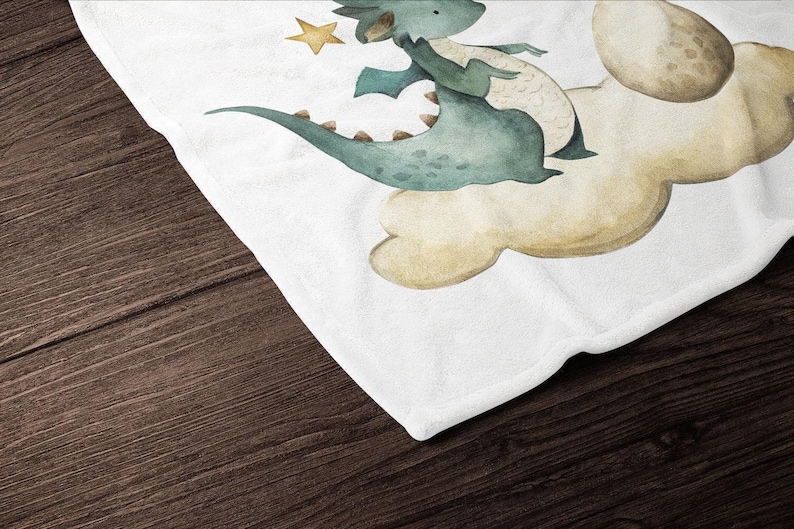 Dragon Baby Milestone Blanket - Monthly Photos Blanket-Personalized Baby Boy Blanket with Dragons -Baby Shower Gift -Baby Boy Milestone 322 image 2