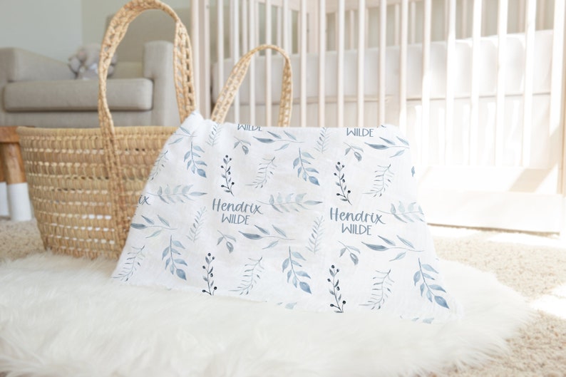 Baby Boy Swaddle Set With Name Blanket Beanie Hat Etsy