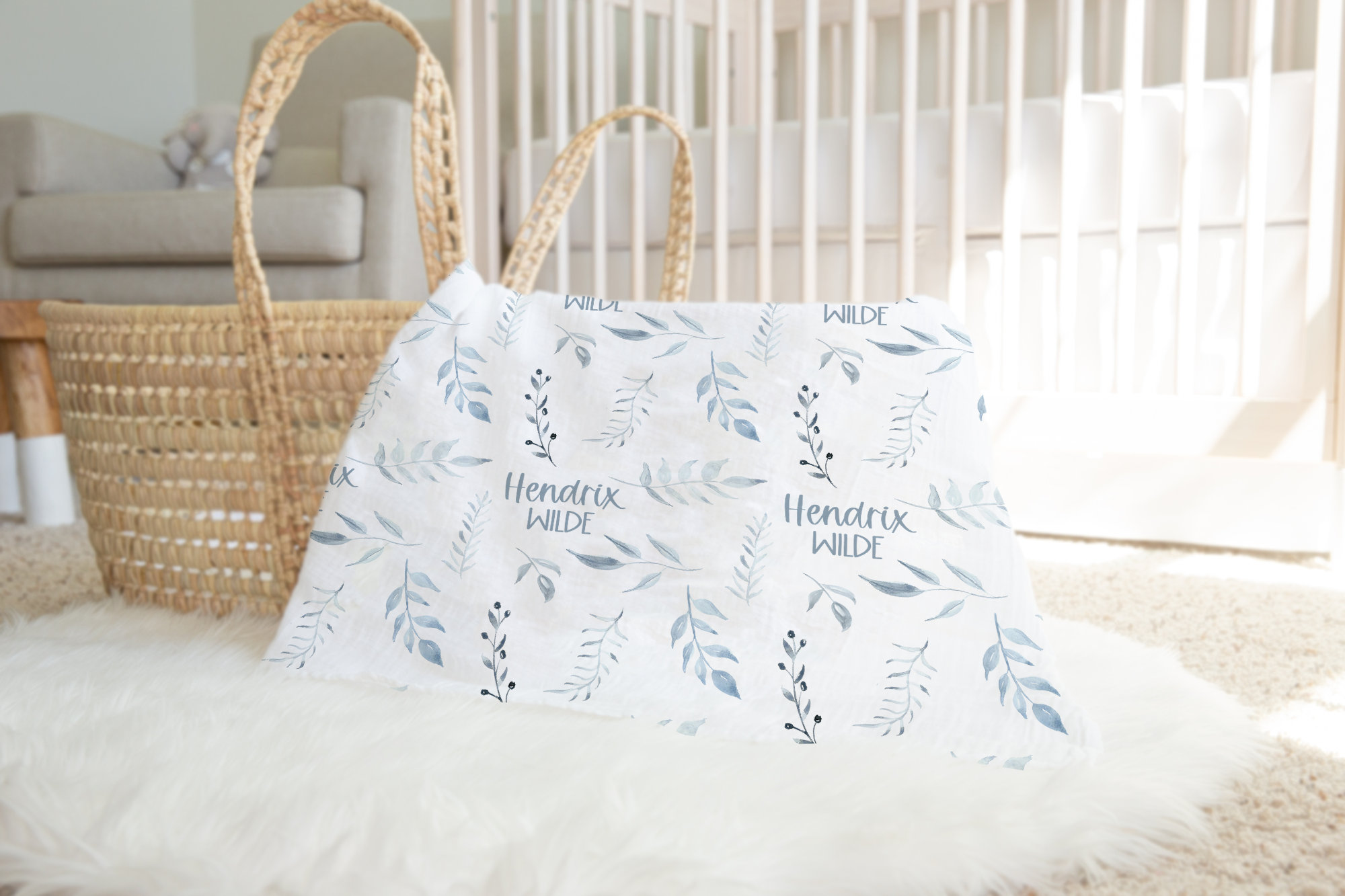 Baby Boy Swaddle Set With Name Blanket Beanie Hat Etsy