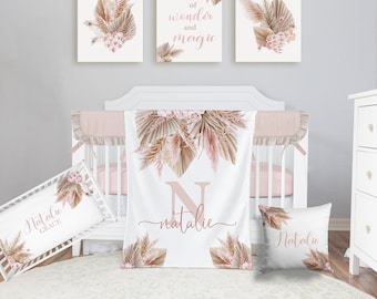 Baby Girl Boho Bedding Set, Floral Boho Crib Bedding Set, Dreamcatcher Bedding Set, Baby Girl Boho Nursery Decor Boho Baby Crib Sheet 391