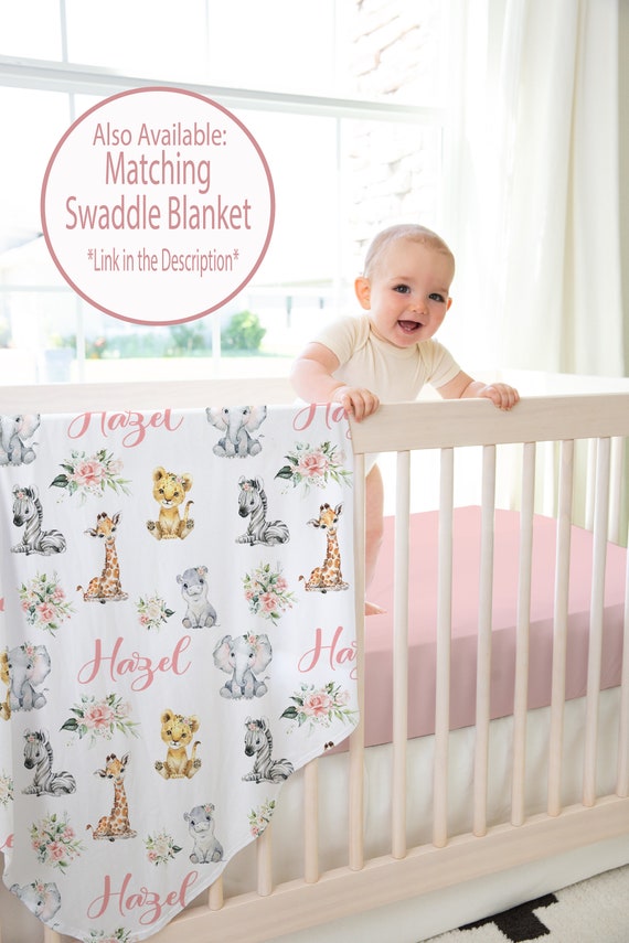 Safari Crib Bedding Set Personalized Baby Girl Blanket Safari