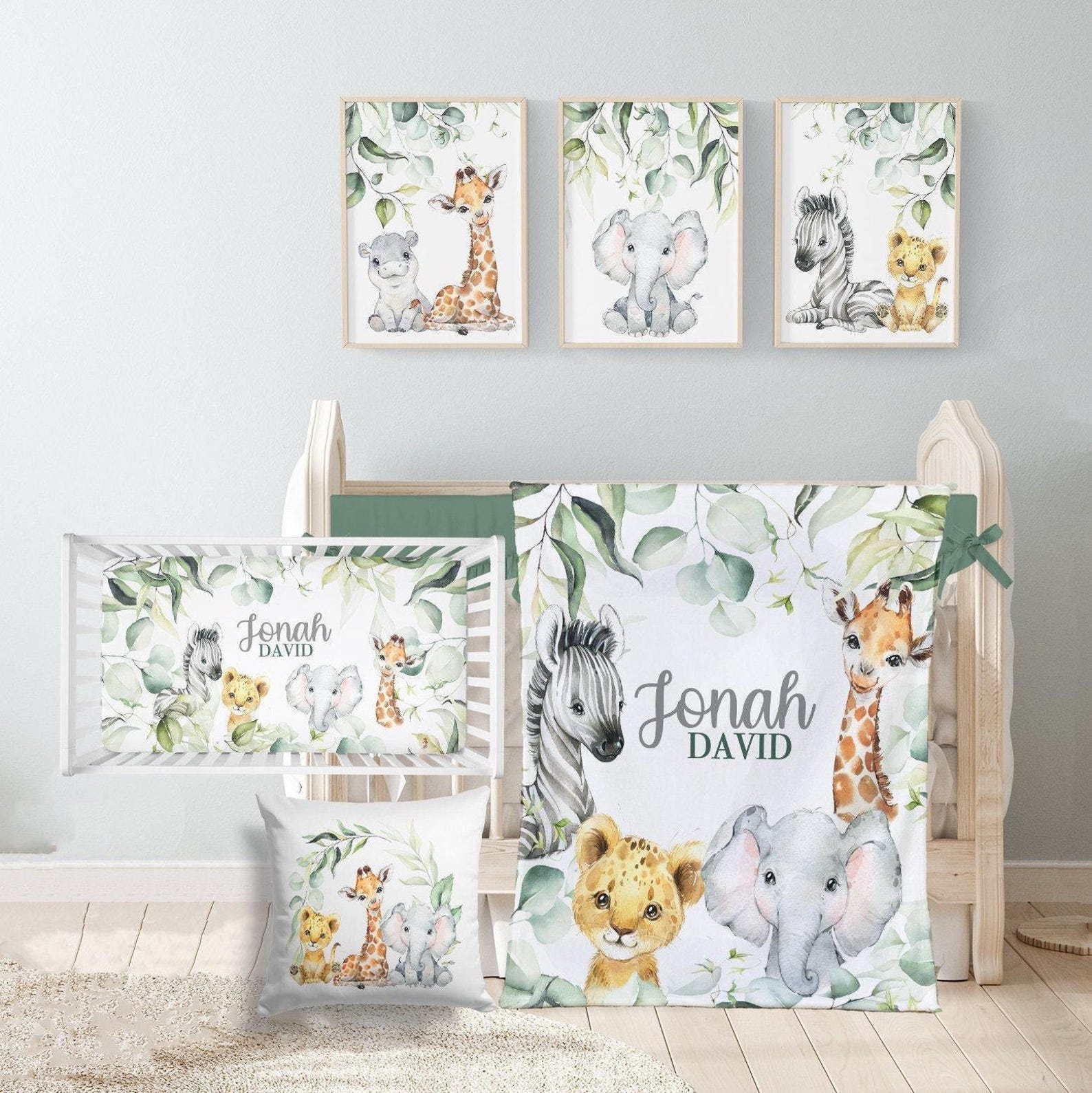 Safari Crib Bedding Set, Safari Nursery, Safari Animal Baby Bedding Set