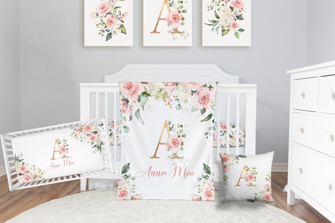 Baby Girl Floral Bedding Set, Vintage Floral Crib Bedding Set