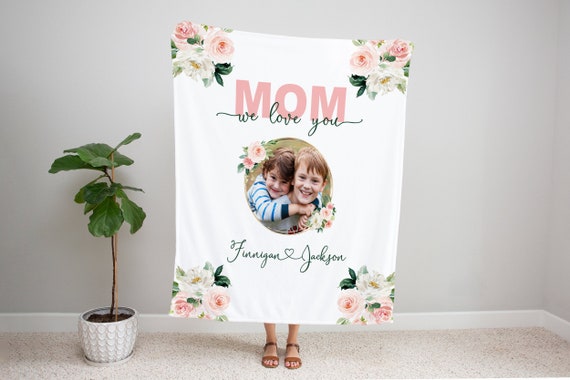 Mother s Day Blanket Photo Blanket Personalized Throw Custom Mother s Day Gift for Mom Personalized Blanket for Mom Blush Floral Etsy