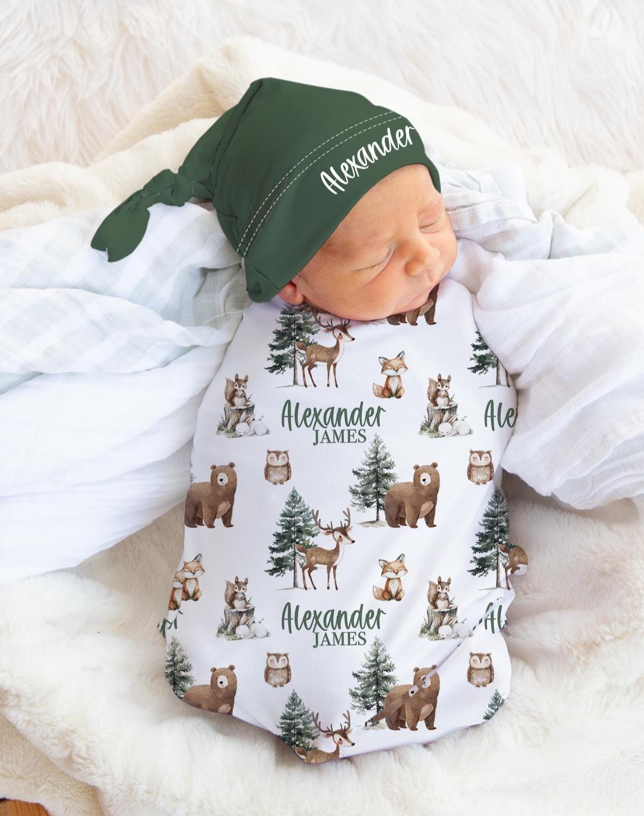 Personalized Woodland Animal Baby Blanket - Custom Name Fleece Blanket For Nursery, Boy Or Girl - View #5