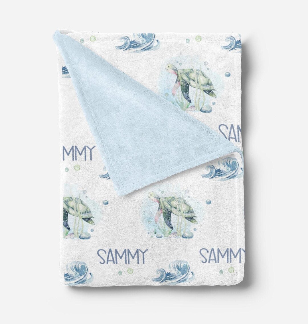 Sea Turtle Baby Blanket With Name- Personalized Baby Blanket Boy ...