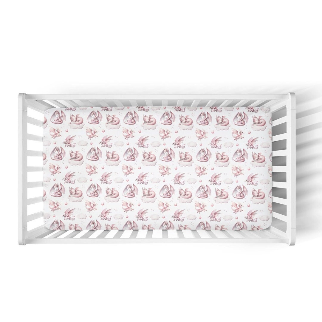 Baby Girl Dragon Crib Sheet for Dragon Nursery Watercolor Dragon Sheet