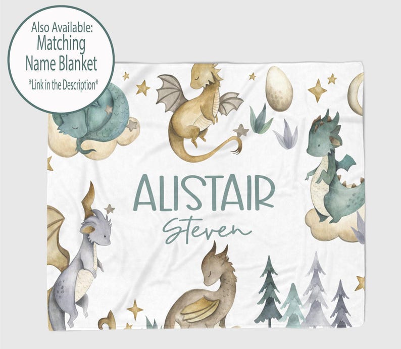 Dragon Baby Milestone Blanket - Monthly Photos Blanket-Personalized Baby Boy Blanket with Dragons -Baby Shower Gift -Baby Boy Milestone 322 image 6