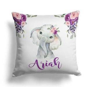 Elephant Baby Bedding Set, Purple Crib Bedding Set, Plum Floral Elephant Bedding, Personalized Crib Bedding Girl Floral Elephant Nursery image 5