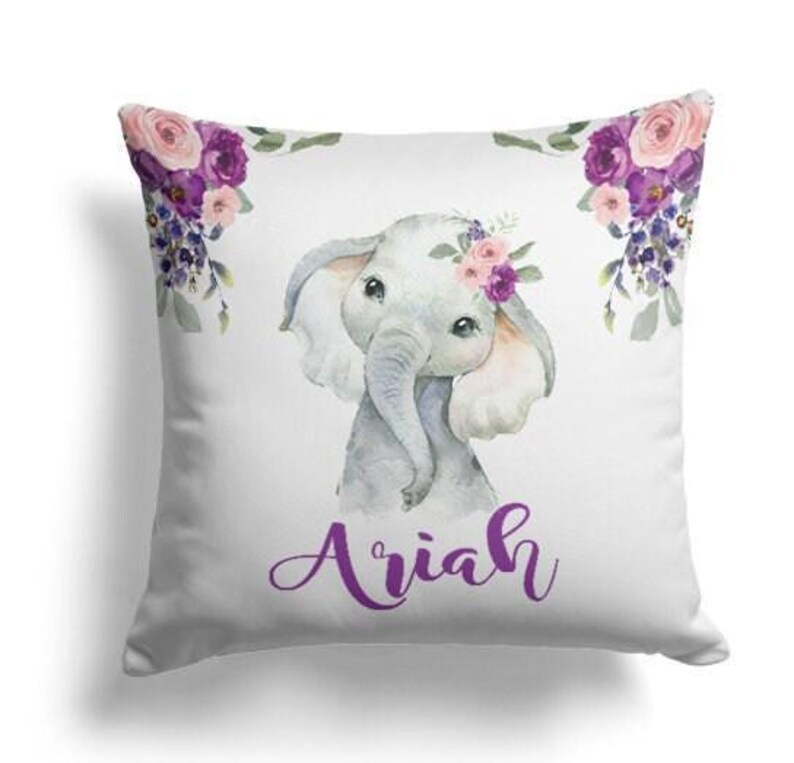 Elephant Baby Bedding Set, Purple Crib Bedding Set, Plum Floral Elephant Bedding, Personalized Crib Bedding Girl Floral Elephant Nursery image 5