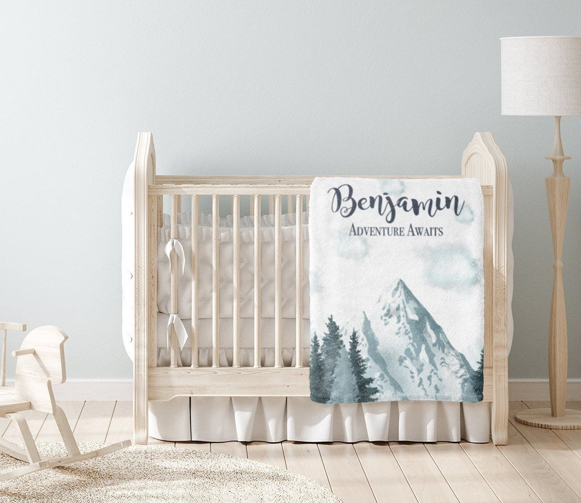 Personalized Baby Boy Blanket With Mountains adventure Awaits Etsy UK