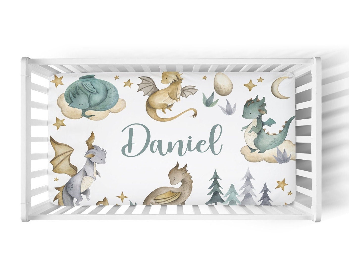 Personalized Dragon Crib Sheet for Baby Boy Dragon Nursery Etsy