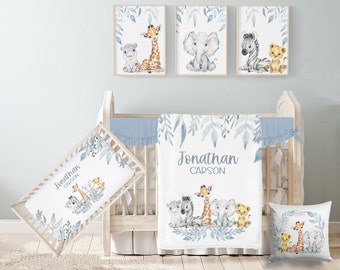 Safari Crib Bedding Set, Safari Nursery, Safari Animal Baby Bedding Set, Safari Crib Sheet, Baby Boy Bedding Crib Bedding, Baby Animals 329