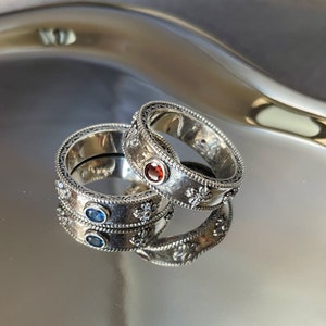 Matching Howl and Sophie Ring Set in Sterling Silver with Faceted Imit