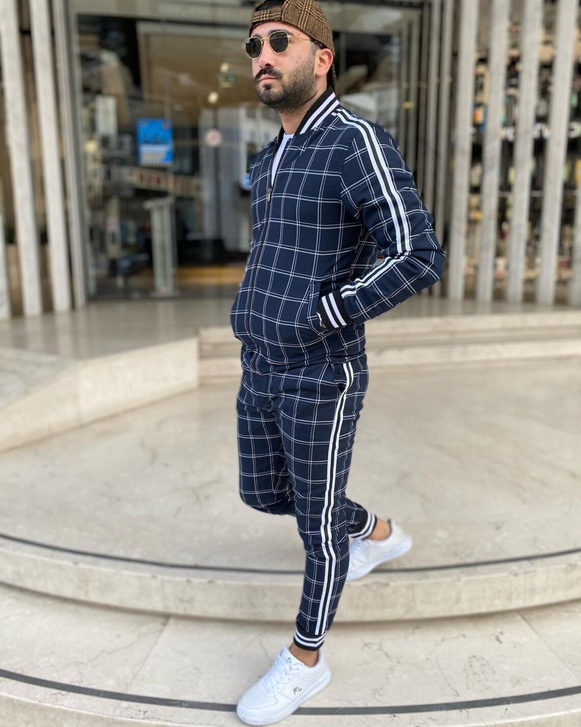 Black Plaid Tracksuit The Gentlemans Black Tracksuit Checked Etsy