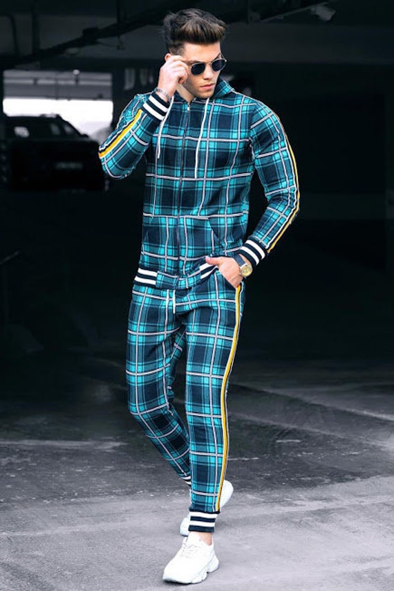 Gentlemen Tracksuit Gentlemens Tartan Tracksuit Green Plaid Etsy