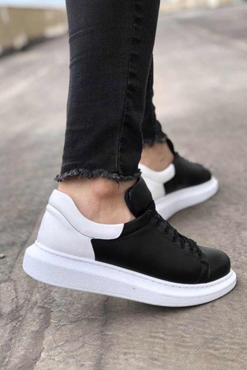 Black White Leather Sneakers White Sneakers For Men White Etsy