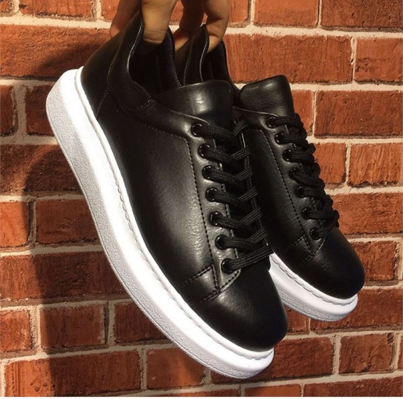 Black Sneakers For Men White Soled Sneakers Casual Sneakers Etsy