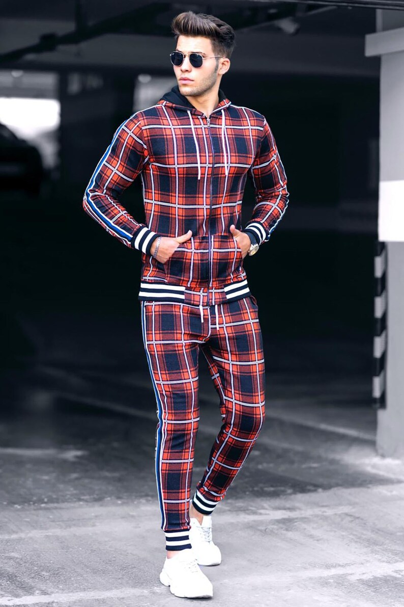 Hooded Green Plaid Men's Tracksuit Tartan Tracksuit Etsy
