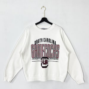 Vintage 90s University South Carolina Sweatshirt South Carolina Crewneck Carolina Sweater South Carolina Gamecocks Print Logo White Medium