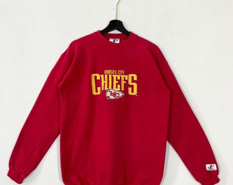 Vintage 90s Kansas City Chiefs Sweatshirt Crewneck Pullover Sportswear NFL Chiefs Football Embroidered Logo Red XLarge