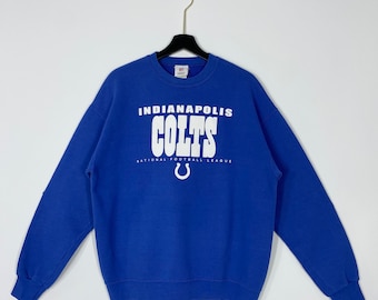 Vintage Indianapolis Colts Sweatshirt Colts Crewneck Colts Sweater Pullover Sportswear NFL Indianapolis Colts Print Logo Blue Medium