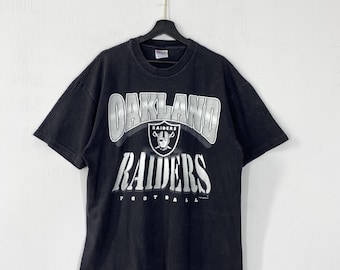 Vintage 90s Oakland Raiders T-Shirt NFL Sportswear Single Stitch Black XLarge