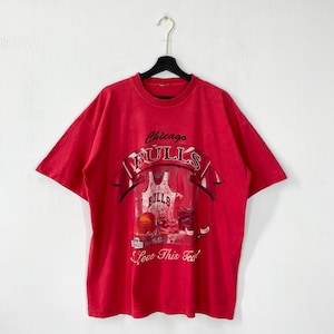 Vintage 90s Chicago Bulls T-Shirt NBA Sportswear Single Stitch Red XLarge